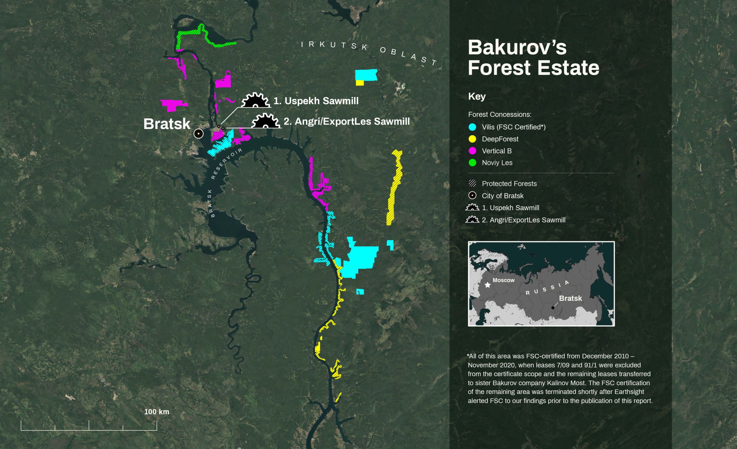 Evgeny Bakurov's forest estate in Irkutsk Oblast, Russia © Dirk Wright for Earthsight